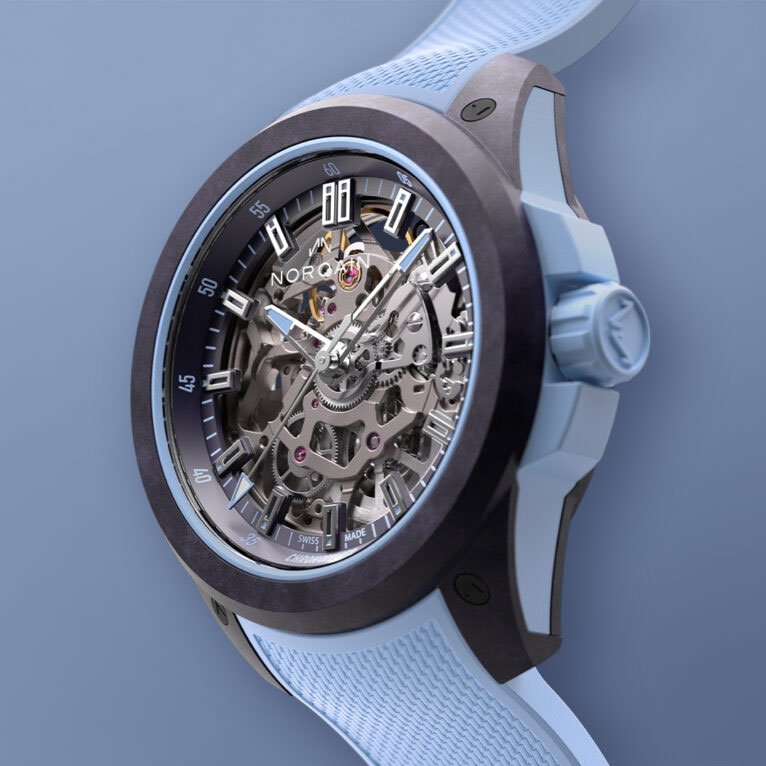 ノルケイン「ワイルドワン スケルトン 39mm パープル アイス ブルー」