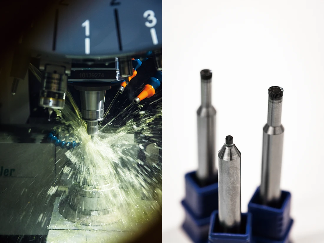 タングステンカーバイド素材を削る工程