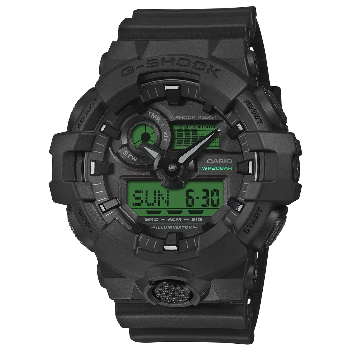 G-SHOCK「GA-700シリーズ BLACK AND ELECTRO GREEN」Ref.GA-700BEG-1AJF