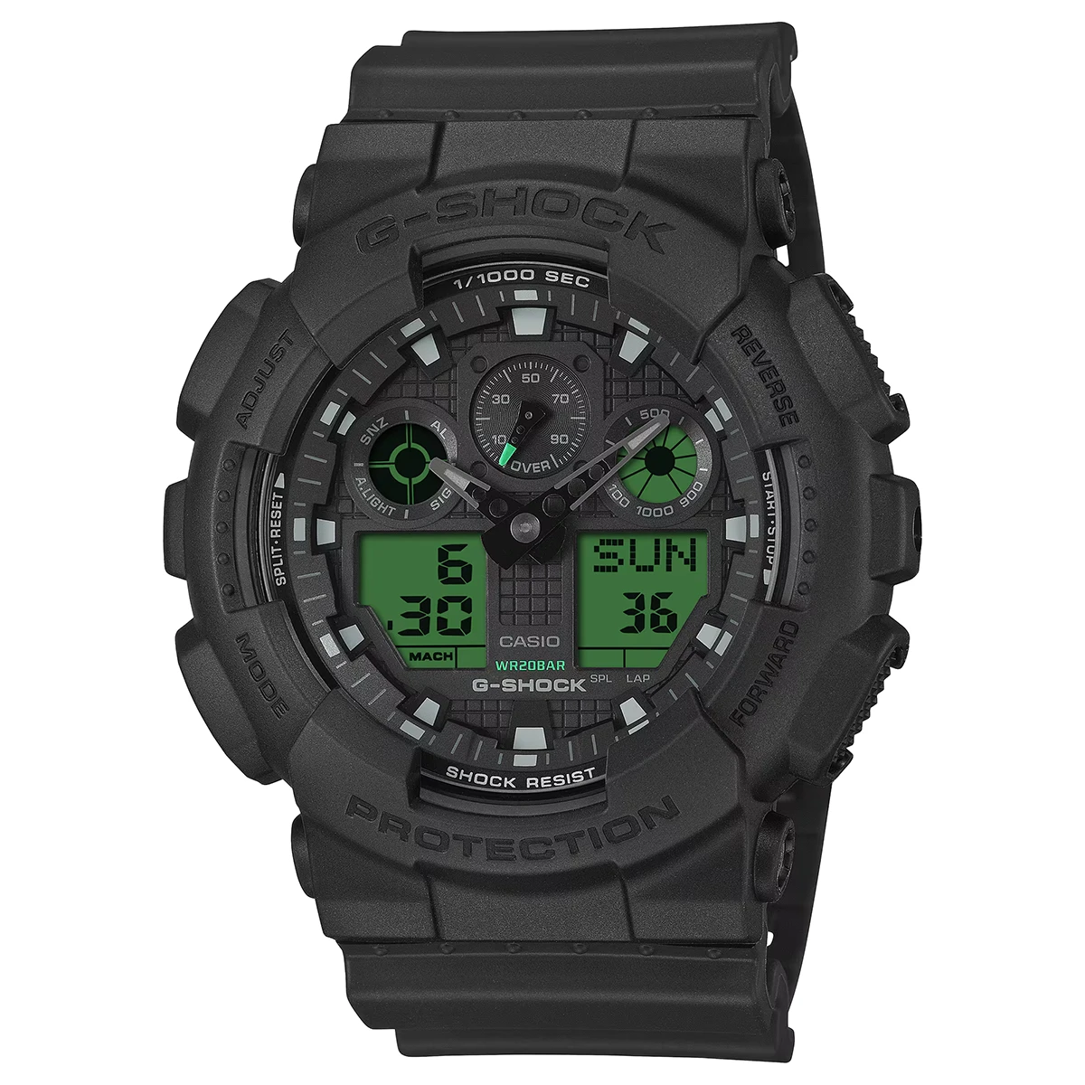G-SHOCK「GA-100シリーズ BLACK AND ELECTRO GREEN」Ref.GA-100BEG-1AJF