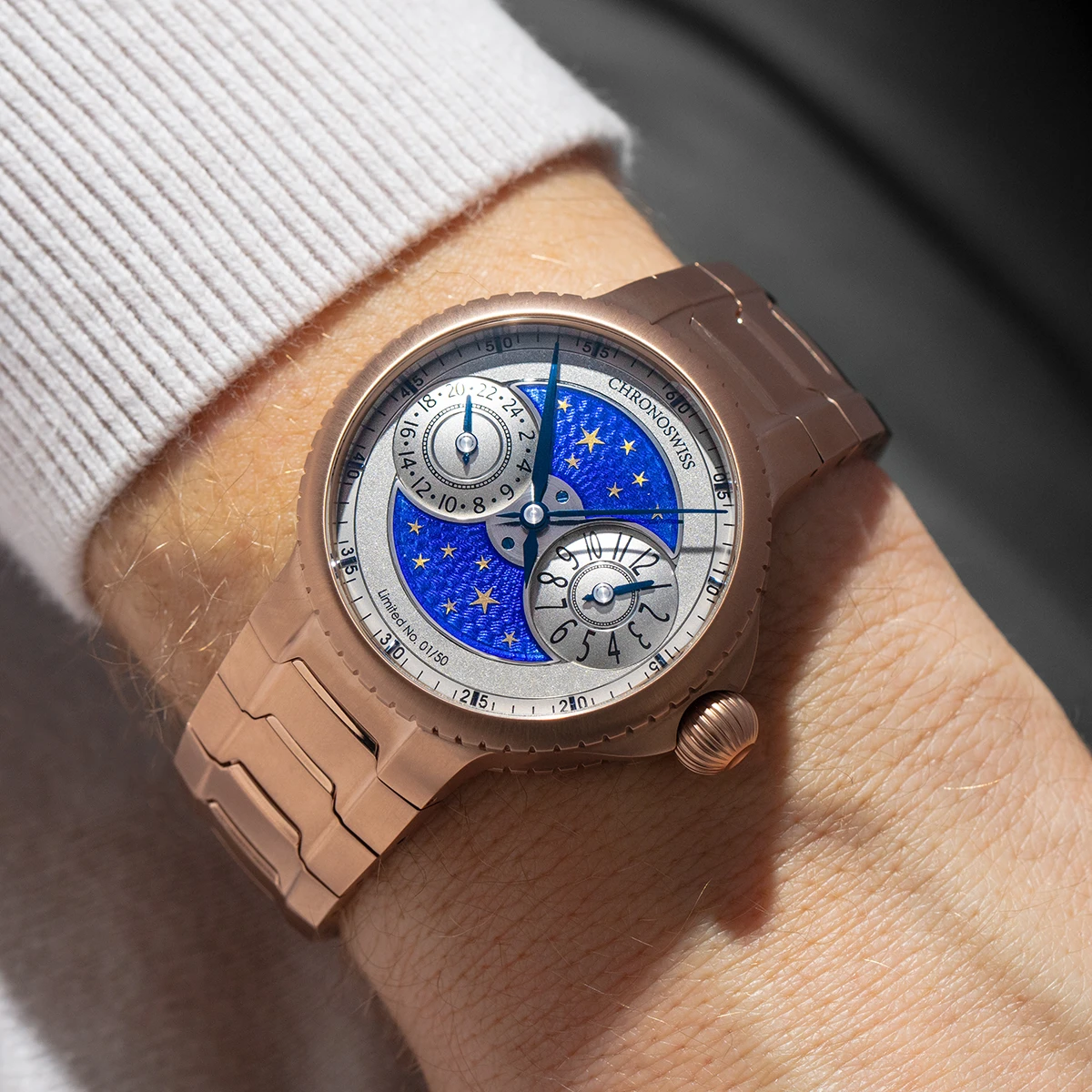 クロノスイス「パルス GMTエナメル スカイ ゴールド」Ref.CH-4221REM-GRBL