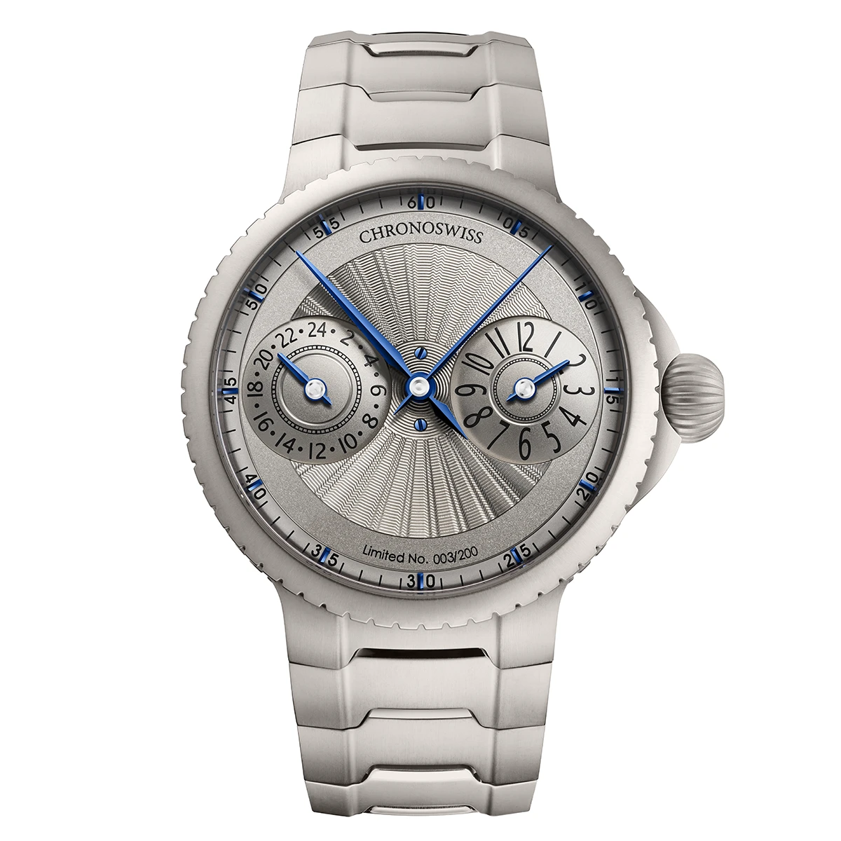 クロノスイス「パルス GMT シルバー ギョーシェ」Ref.CH-4223TM-GR